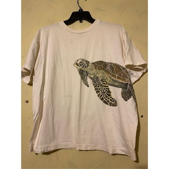 Vintage Turtle Nature Art Tshirt wraparound harlequin “85 Grunge Distressed Tshi - Picture 1 of 15